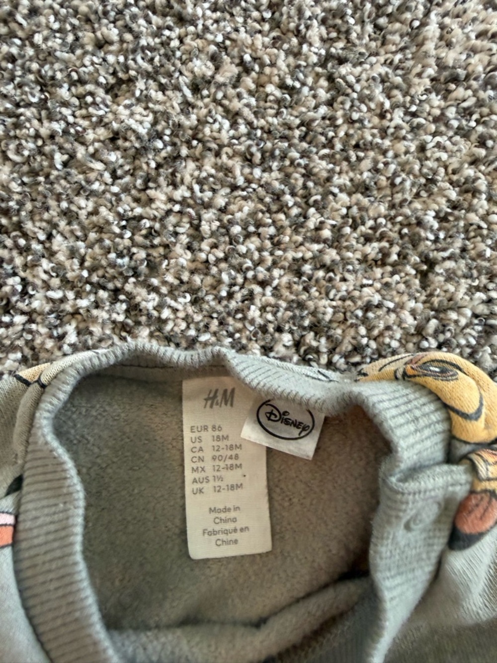 H&M Grey Lion King Print Kids Sweatshirt Size 12-18 Months - Picture 2 of 4